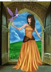 Beautiful Lady with a Kingfisher A4 Topper