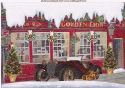 Beautiful Christmas Scene of a Pub & Vintage Car A4 Topper