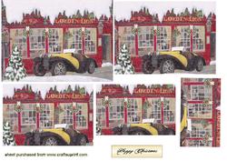 Christmas Scene of a Vintage Car & Pub Pyramids