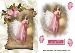 Beautiful Lady on a Swing in Mist, on a Scroll