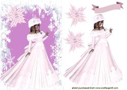 Pretty Lady in Pink with Snowflakes