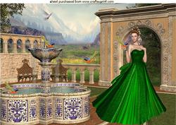 Pretty Lady with Birds in the Garden A4 Topper
