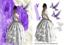 Beautiful Lady in White Gown with Humming Bird