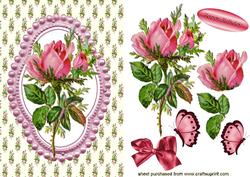 Pink Roses with Butterflies