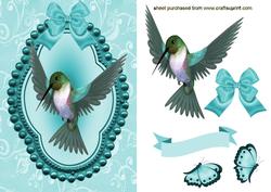 Humming Bird with Butterflies