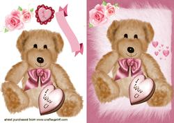 Cuddly Teddy with Pink Hearts