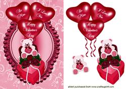 Red Heart Balloons & Teddy Bear