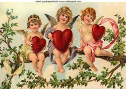 Three Little Cherubs with Hearts A4 Topper