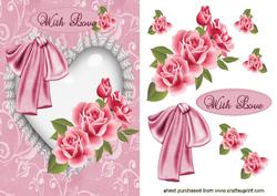 Pink Roses, Pink Bows on a Heart