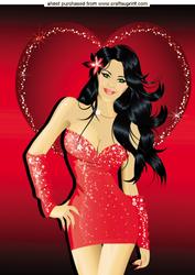 Sexy Girl in a Slinky Red Dress, A4 Topper