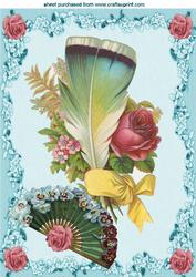 Feather & Fan with Roses A4 Topper