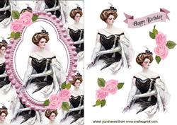 Elegant Lady with Pink Roses