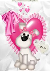 Cute Little Pooch with a Pink Heart A4 Topper