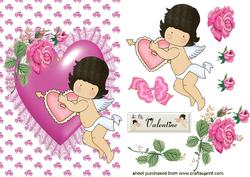 Pink Heart with Cherubs