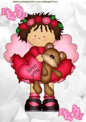 Little Girl with Teddy & Heart A4 Topper