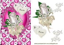White Rose on Pink Lace Heart