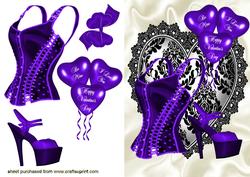 Gorgeous Purple Basque on Black Lace Heart