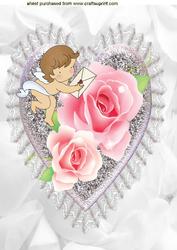 Cute Little Cherub & Pink Roses A4 Topper