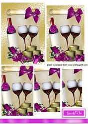 Champagne & Glasses, with Pink Rose, Pyramids