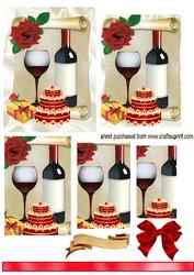 Champagne & Cake, with Red Rose Pyramids