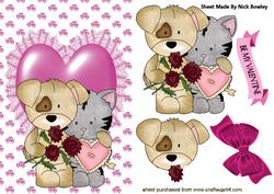 Cute Little Puppy & Kitten, Valentine