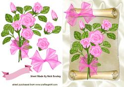 Pink Roses for You on a Scroll