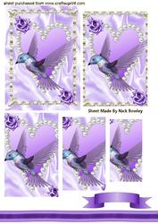 Beautiful Purple Humming Bird on a Pearl Heart, Pyramids
