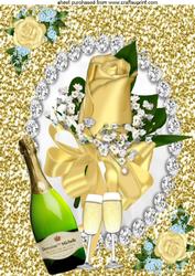 Yellow Rose, in Diamond Frame, Anniversary A4 Topper