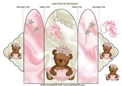 Cute Teddy Ballerina Tri Shutter Fold Card