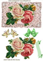 Roses on Vintage Lace with Pearls