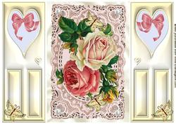 Beautiful Roses on Vintage Lace, Gatefold