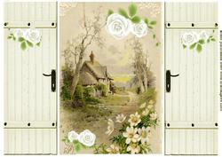 Pretty Country Cottage with White Flowers , Gatefold