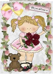 Little Girl with Teddy, A4 Topper