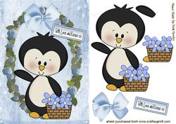Little Penguin with Basket of Flowers