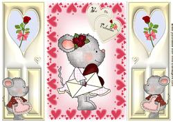 Little Valentine Mouse with Rose, Gatefold