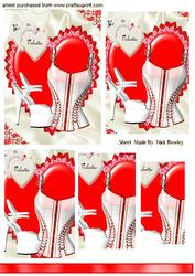 Red and White Basque on Red Heart, Pyramids
