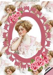 Vintage Lady with Roses, A4 Topper