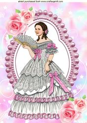 Vintage Lady with Roses, A4 Topper