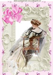 Elegant Vintage Lady Sitting in a Chair, A4 Topper