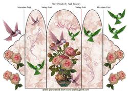 Vase of Flowers with Humming Birds, Trifold