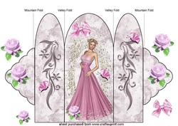 Pretty Lady with Roses & Butterflies, Trifold