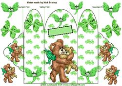 I Love My Teddy Bear,with Green Butterfly, Trifold