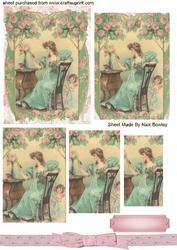 Pretty Vintage Lady with Cherub, Pyramids