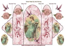 Pretty Vintage Lady with Cherub,trifold
