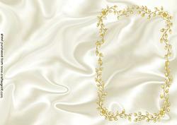 Cream Satin Background with Gold Leaf Frame A5 Card/insert