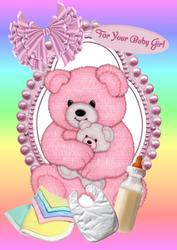 Lovely Teddy A4 Topper for a Baby Girl