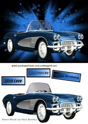 Blue Sports Car on Blue Abstract Background