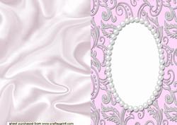 Satin Background with Pearl Frame Pink A5 Card