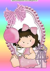 Little Girl with Balloons, A4 Topper