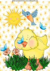 Cute Little Chick with Smiling Sun, A4 Topper